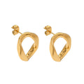 Luxury Designer 2023 Titanium Steel Twisted Circle Geometric Irregular Shape Stud Earrings for Women Non Tarnish Fashion Jewelry