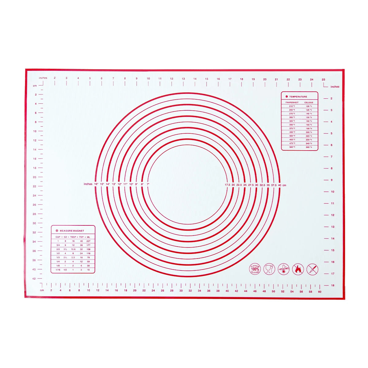 Factory Direct Premium Quality 16*24 Inch Dough Rolling Mat Oven Liner Premium Silicone Pastry Mat 40*60 cm