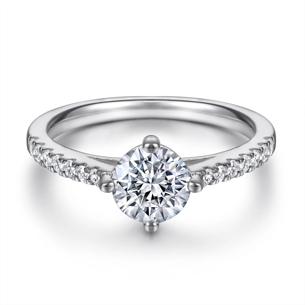 Elegant Jewelry Manufacturer Sterling Silver 925 Round Brilliant Cut Rhodium Plated Cubic Zirconia Engagement Ring Wholesale