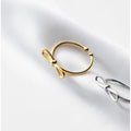 Bow Knot Shape Adjustable Open 18K Gold Plated 925 Sterling Silver Finger Rings Fashion Jewelry for Women Girls