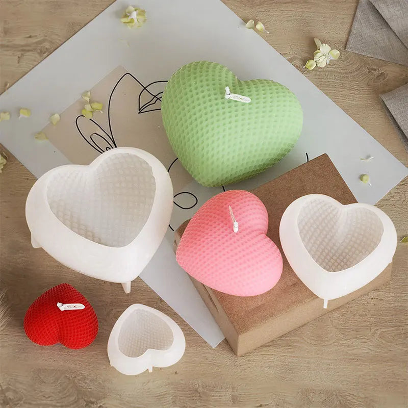 Woven Heart Shape Silicone Candle Mold 3D Grid Love Mould for DIY  Decoration Art Craft for Moule En Silicone Pour Bougie