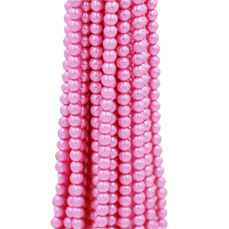 Super Shiny Round Shape Glass Beads Loose Imitation Pearl with Hole for Jewelry Making Rhinestones