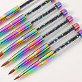 Private Label Kolinsky Germany Rainbow Ombre Acrylic Nail Brush Custom Logo Pinceles 3D Carving Brush Size 2 4 6