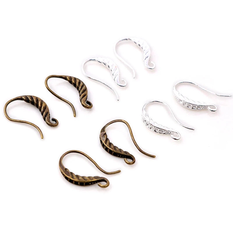 10pcs/lot 15x8mm Bright Silver Plated and Bronze Plated Popular Ear Hooks Earring Wires for Women Fashion Jewelry Earrings