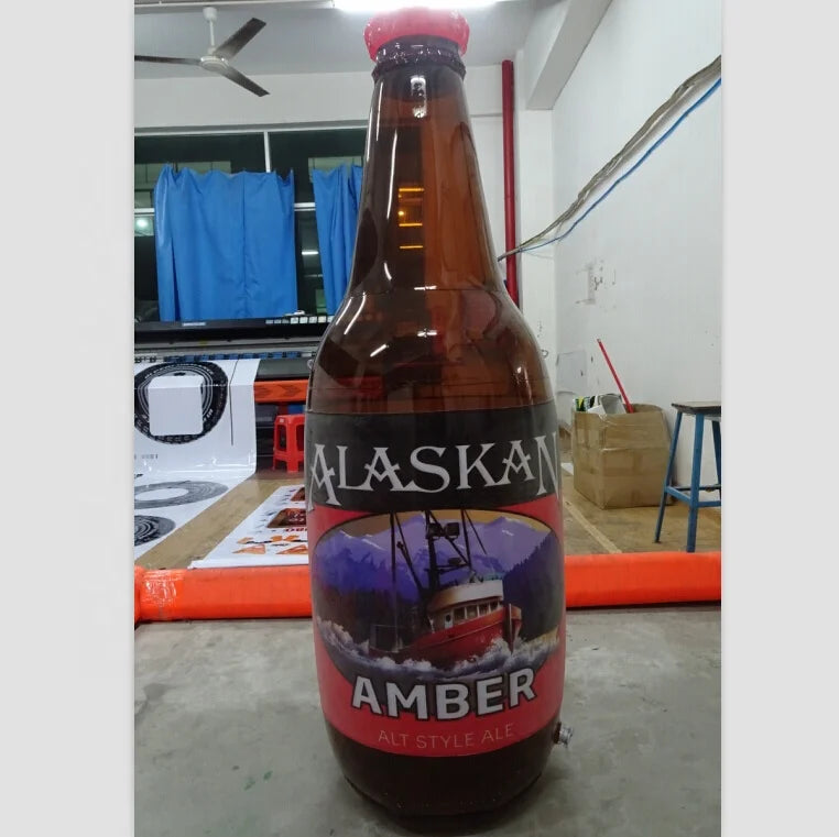 Inflatable PVC Beer Bottle for Outdoor Advertising-Waterproof UV/Silk-Screen Printed Customizable Sizes (6-8ft)