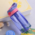 480ml Bpa Free Kids Plastic Water Bottle Children School Drinking Juice Cute Pattern Water Bottle with Straw