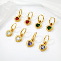 Fashion Custom Stainless Steel Jewelry Wholesale 18K Gold Plated Waterproof Love Heart Diamond Hoop Drop Earrings for Women