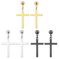 Tarnish Free 18k Gold Silver Black Plated Cross Drop Earrings 316l Stainless Steel Earrings Women Jewelry