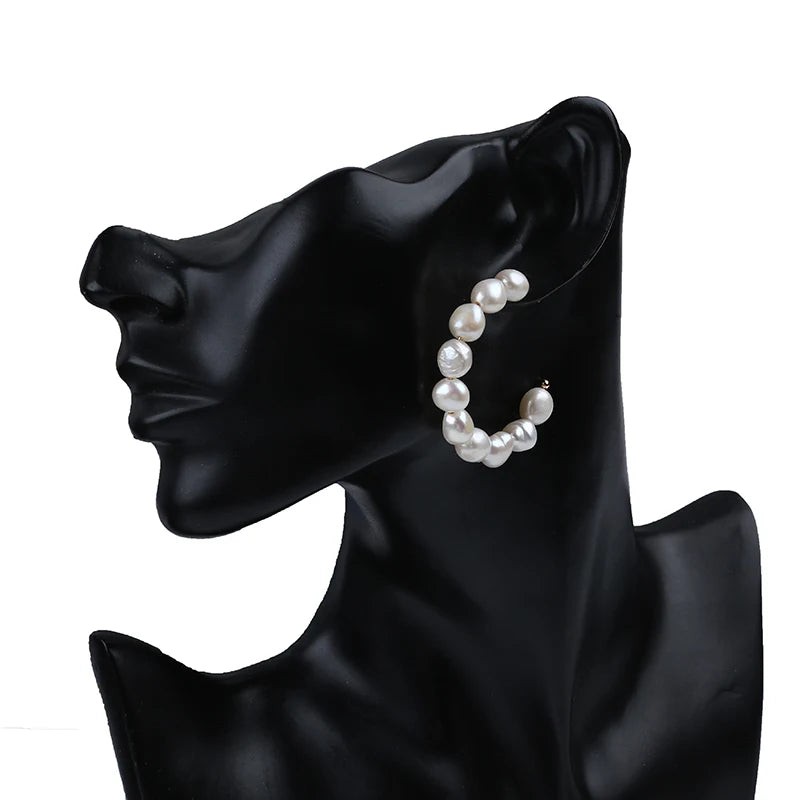 Classic Design 8-9mm White Baroque Pearl Earrings for Women for Wedding Engagement or Party Perfect Gift