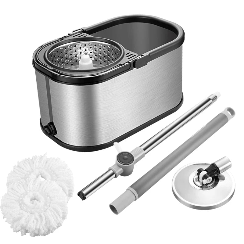 Industrial Double 360 Magic Mini Commercial Floor Cleaning Rotating Wringer Spin Clean Steel Mop Bucket with Wheels Pedal