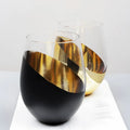 550ml Hot Electroplate Modern Matte Black and Gold Tilted Design Stemless Wine Glasses Tumblers