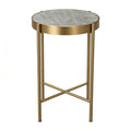 Light Luxury Slate Round Side Table with Gold Metal FrameLiving Room Sofa End Table