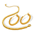 Minos Vintage Cubic Beaded Earrings Stainless Steel 18k Gold Plated Beaded Bracelet Hypoallergenic Bead Hoop Earrings for Women