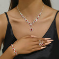 Luxury Fashion Three-Piece Set Rhinestone Necklace Bracelet Earrings with Full Diamond Temperament Cross-Border Explosion