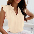 S-XXL Summer Ruffle Edge Simple V-neck Shirt Women's Shirt Women's Clothing
