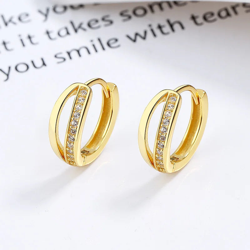 Fashion Jewelry 925 Sterling Silver Double Layered Hollow Hoop Earrings for Women 18K Gold Plated 925 Silver Earrings Jewelry