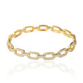 AKICE 925 Silver with 18k Gold Plating Luxury Brand 3ct Oval Link Bracelet for Women Fine Jewelry with Moissanite Bangles