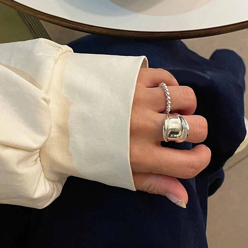 VIANRLA Silver Chunky Ring 925 Sterling Silver Exaggerate Statement Ring for Women