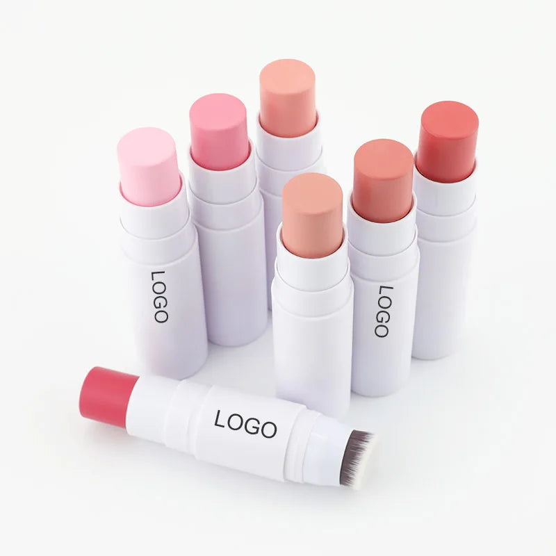 Private Label Vegan Face Makeup Concealer Contour Highlighter Stick Blush Multi Stick Double Head With Brush Blush Stick