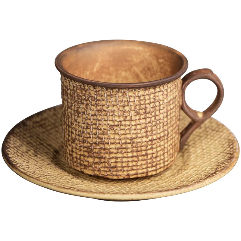 Rusty Japanese Style Pure Handmade Dichromatic Vintage Coarse Pottery Coffee Cup