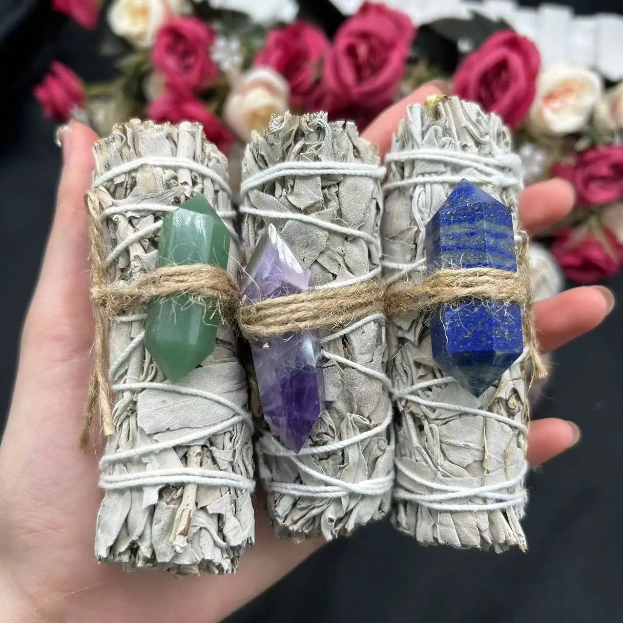 Love Crystal Women Healing Crystal Sage With Double Point for Chakra Gift Meditation
