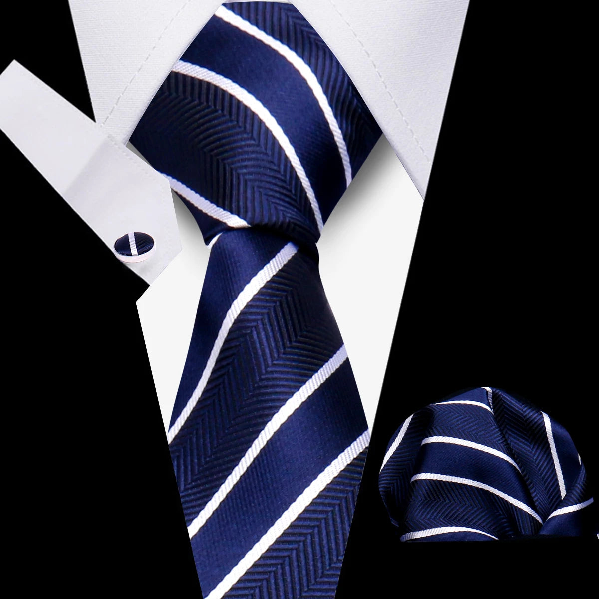 Custom Ties for Men Striped Plaid Necktie and Handkerchief Cufflinks for Men's Suit Neckties Hankies Gift for Wedding