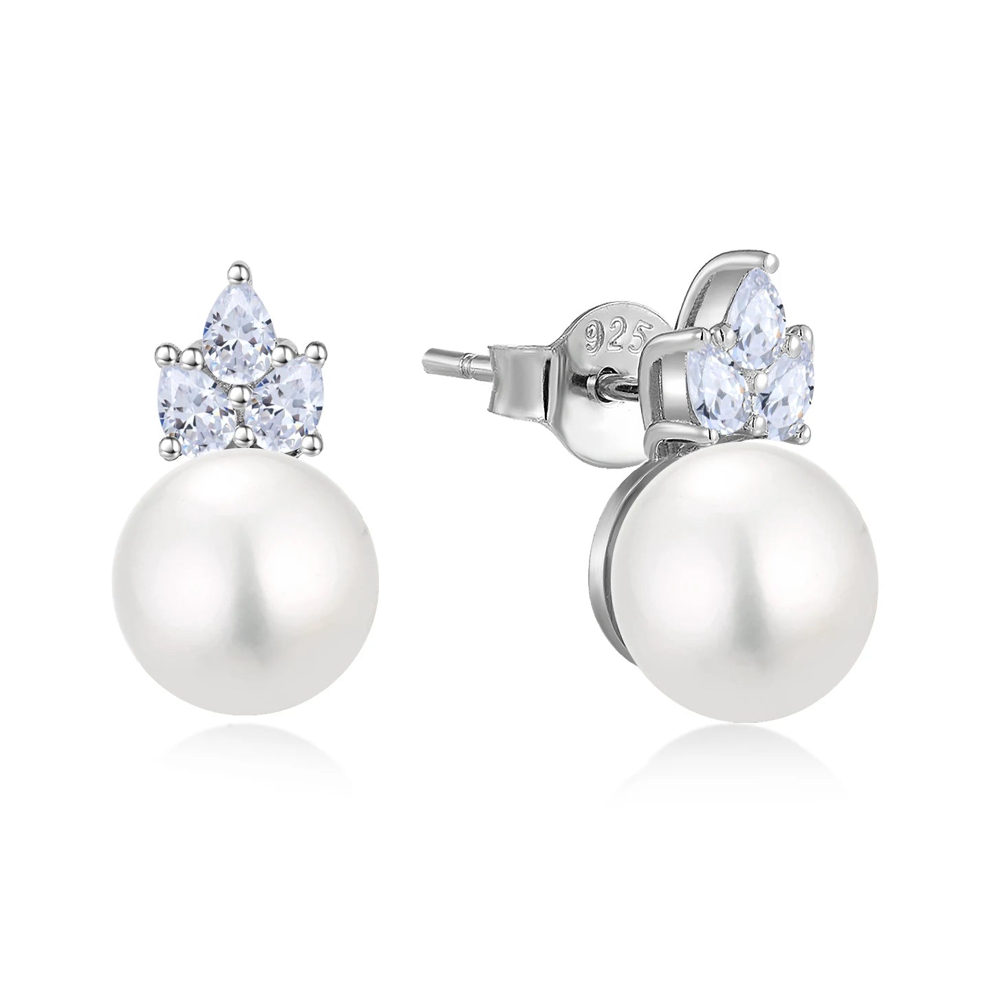 Fashion Trendy Zircon Best Small Bulk 925 Silver Star Shaped Earring Luxury Wholesale Real Natural Pearl Stud Earring For Women