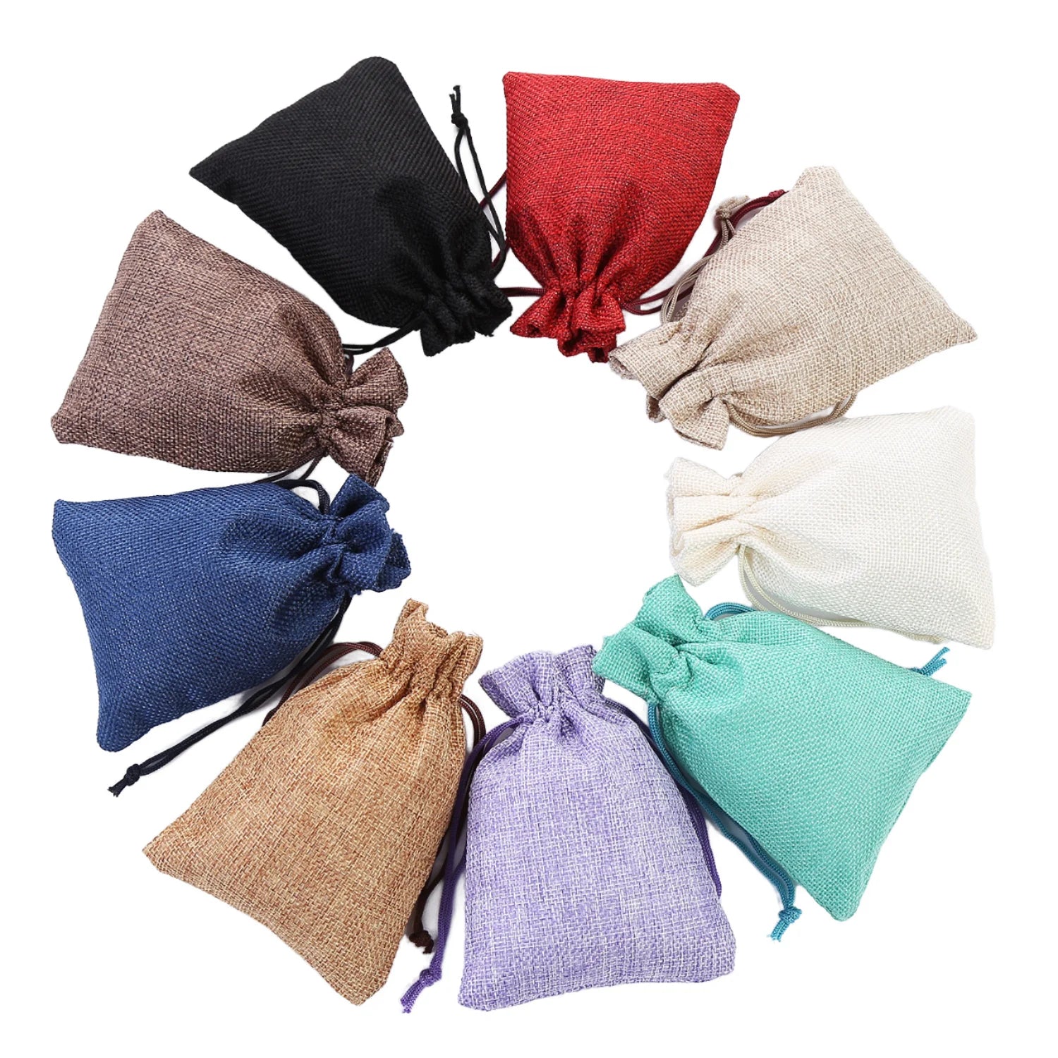 Wholesale Custom Eco-Friendly Jute Pouch Small Reusable Logo Hemp Drawstring Bag for Gift Jewelry Packing Storage Natural