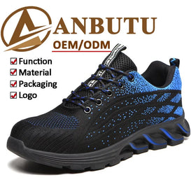 Hot-Sales 4 Color Flying Woven Upper Breathable Soft Anti-smashing Anti-piercing Teel to Work Safety Shoes with Man and Woman