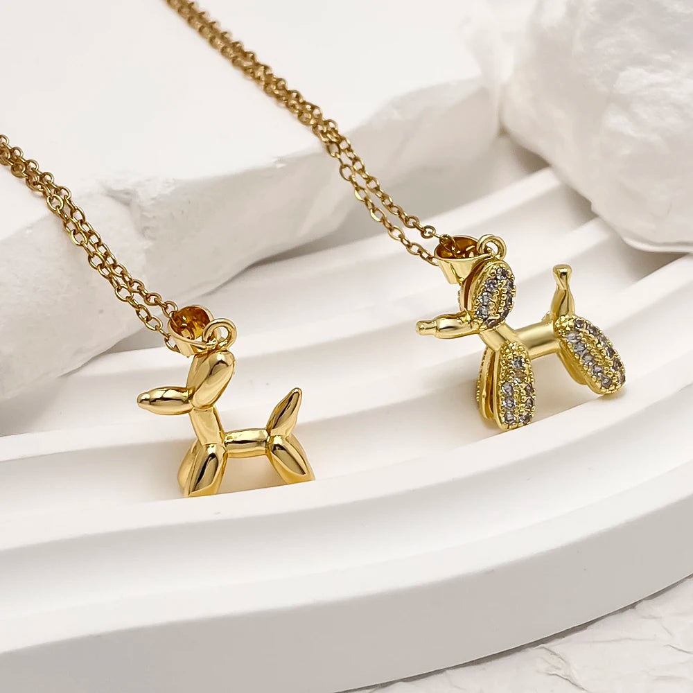 Wholesale Customized Stainless Steel Animal Pendant Necklace Chain 18K Gold Plated Zircon Insert Fashion Jewelry