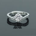 Luxury Silver Plated Wedding Ring For Women Classical V Shape 1ct Moissanite Diamond Zircon Ring Engagement Finger Ring