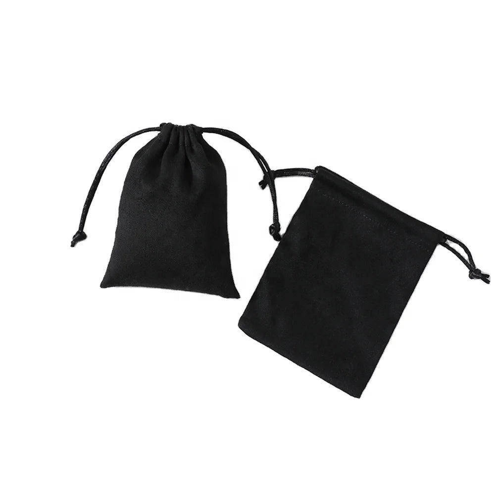 7x9 cm Can Custom Logo Print Luxury Velvet Flannel Suede Handmade Small Drawstring Jewelry Necklace Bracelet Gift Package Pouch