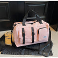 Women's Pink Nylon Waterproof Gym Bag Custom Logo Print for Weekend Sports Travel & Fitness