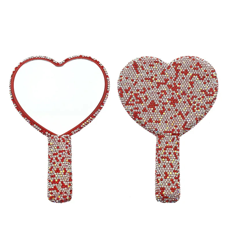 Hot Sale Eyelash Extensions Mirror Heart Shape Pink Mirror Hand Lash Extensions Tools Beauty Salon Lashes Tool Diamond Mirror