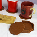 Drink Coaster Holder PU Leather Coasters Set of 6 Heat Resistant Table Protector Mug Mats Octagon Leather Coaster Set