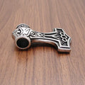 Nordic Style 316L Stainless Steel Animal Viking Thor Hammer Mjolnir Pendant Necklace for Men Hammered Clasp