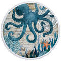 Modern Luxury Beach Towel Octopus Microfiber Blue Ocean Sea Large Lightweight Quick-Dry Eco-Friendly All-Season Beach Blanket