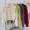 Custom logo Design Women Waffle Sweater Cardigan Fashion Turn-down Collar Long Sleeve Loose Button Jacket