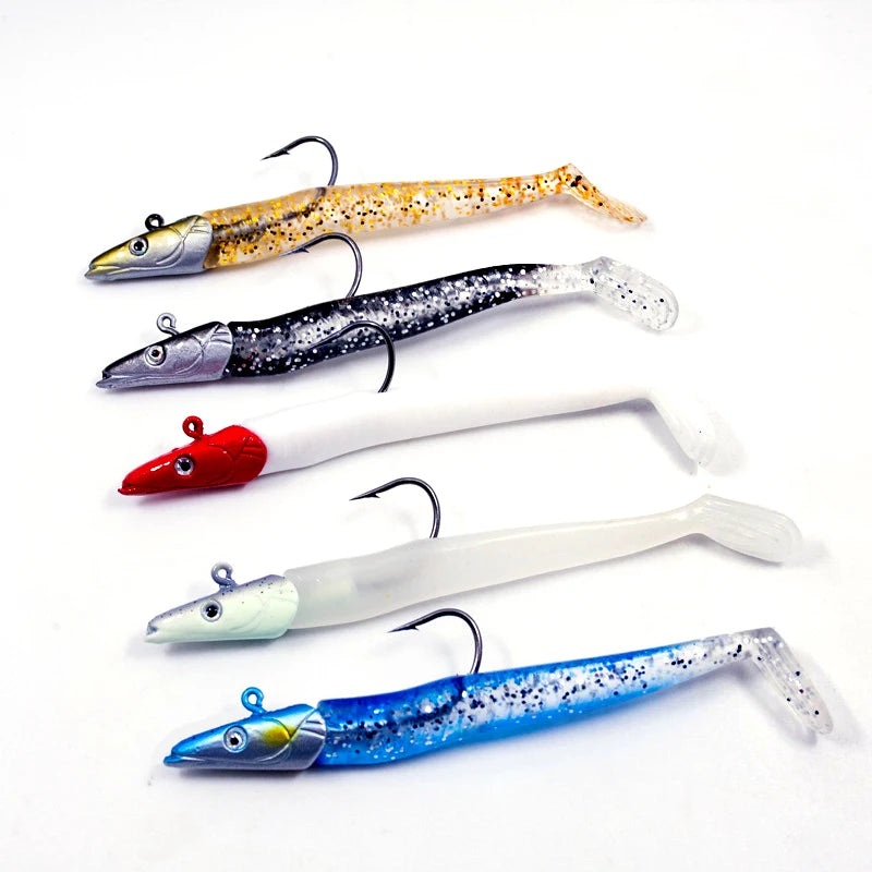 22g 12.5cm 5 Colors Lead Head Fish Soft Fishing Lure Freshwater Saltwater Bait With Single Hook Soft Plastics Fishing