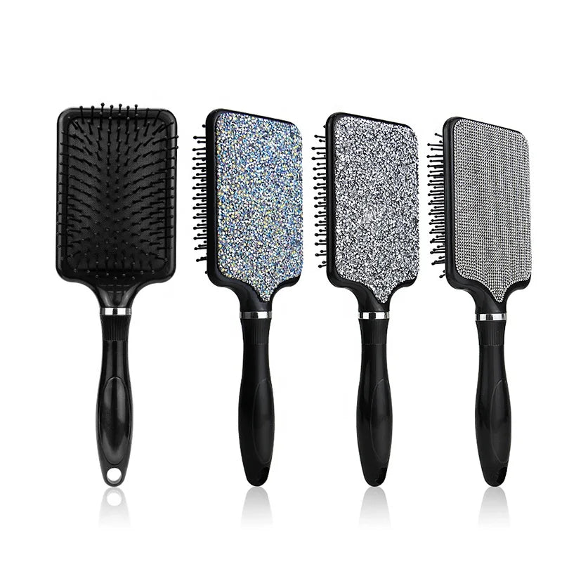 Hot Selling Paddle Brush for Straightening Hair Bling Crystal Detangling Hair Brush Scalp Massage Comb