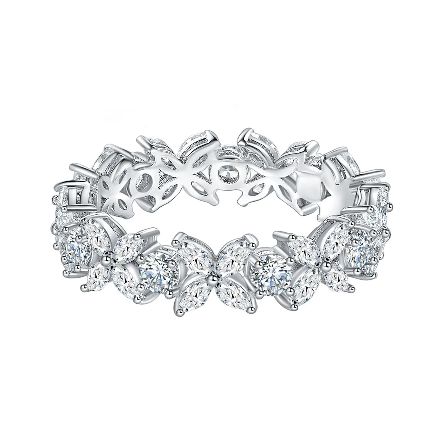 Fashion Jewelry Rings for Girls Synthetic White Moissanite Marquise 3x6mm Women Finger Rings