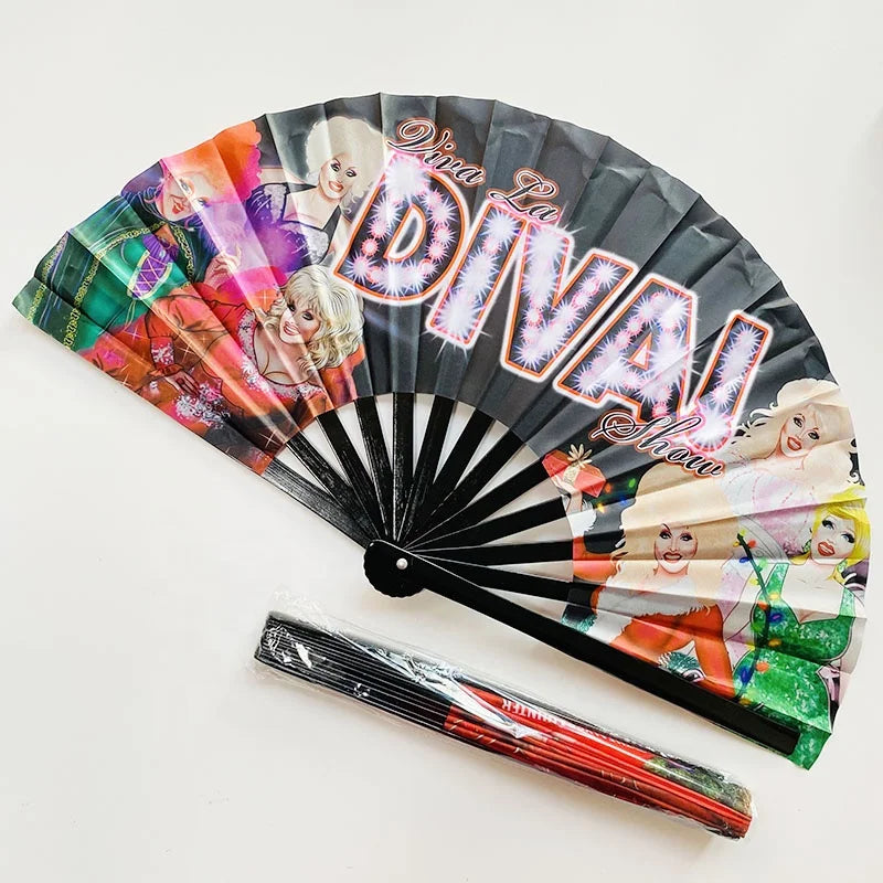 Bamboo Crafts Wholesale Custom Printed LOGO Carved Animal Promotion Fabric Folding Hand Fan Clack Fan