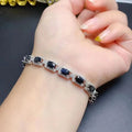 Hot Selling 925 Sterling Silver Bracelet Natural Sapphire with Rhodium Gold Plating Adjustable Charm for Women for Party Gift