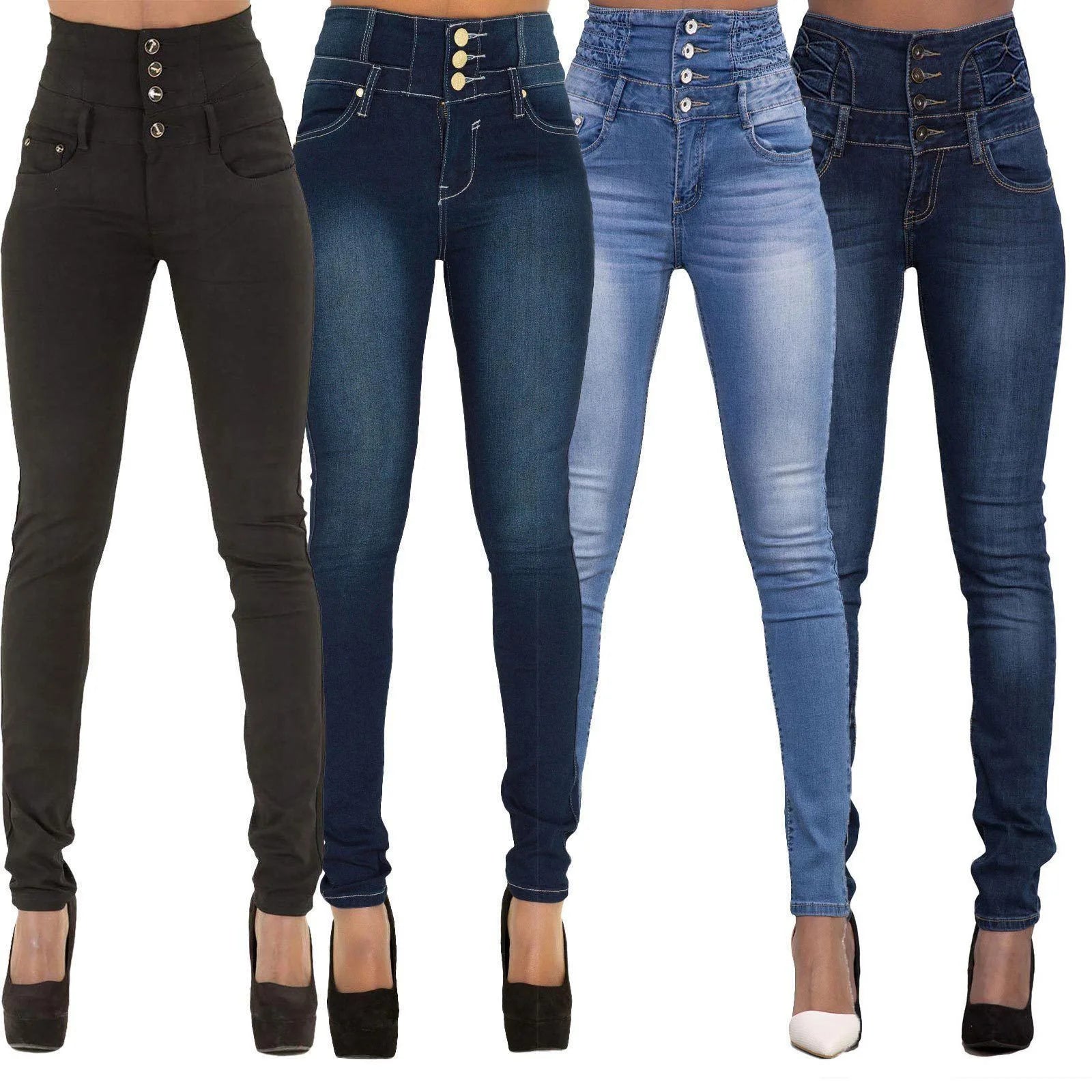 Liu Ming Cheap Wholesale Vintage Women Clothing Casual High Waist Slim Pencil Jeans Trousers Denim Pants