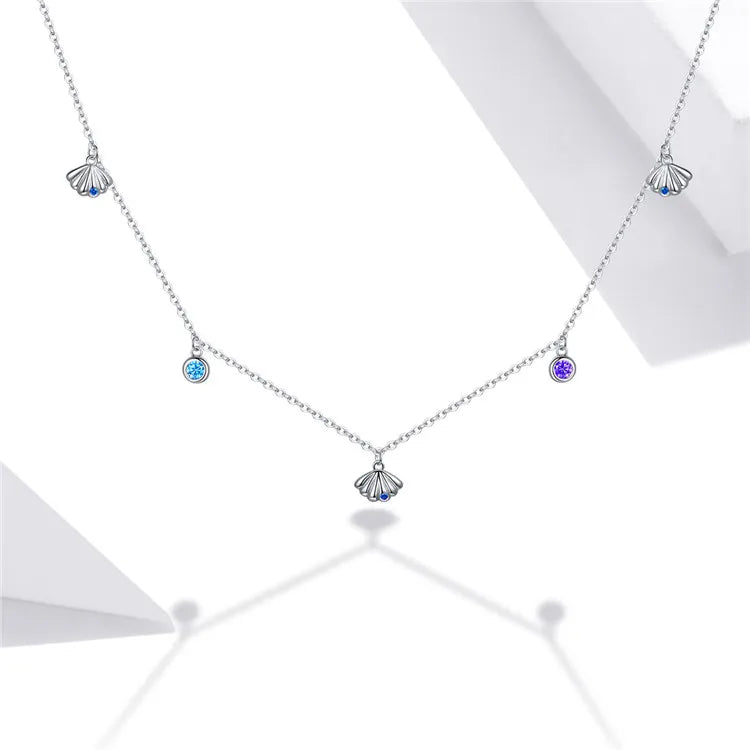 Qings Women's Romantic Charm Necklace 925 Silver Zircon Gift Jewelry with Clasp