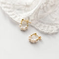 S925 Sterling Silver Punk Bohemian Natural Pearl Huggies Earrings for Women Fashion European Simple Party Jewelry