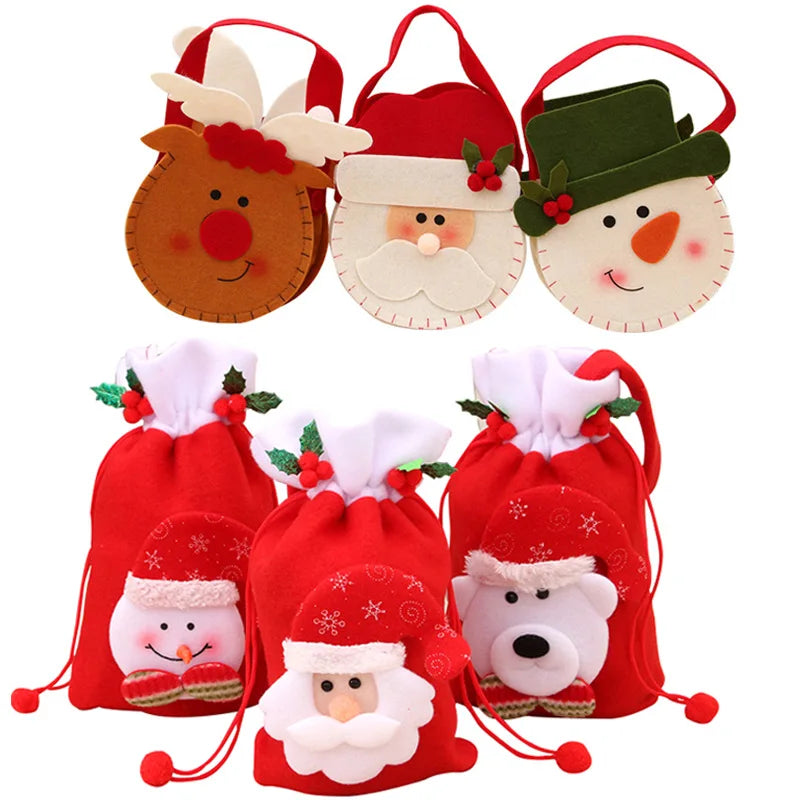 Happy Holiday Snowman Children Eco Friendly Flannelette Christmas Gift Bags Decoration Gifts Portable Cheap Balls