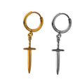 Hypoallergenic Jewelry 316l Stainless Steel 18k Pvd Gold Plated Hoop Earring for Women Men Crucifix Huggie Sword Hoop Earrings