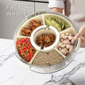 Kitchen sealed 360 Rotatable Round Spice Storage Box Food Grade 6-panel clear Seasoning Box with Handle Refrigerator Crisper