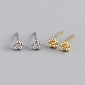 SP New Fashion Minimalist Flower Stud Earrings Jewelry 18K Gold Plated Sterling Silver Studs